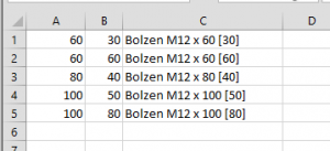Bolzen-Parameter (Excel)