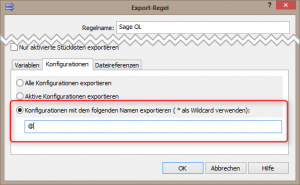 Exportregel @-Konfiguration